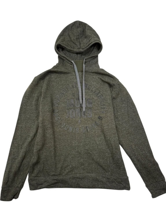 JACK & JONES CORE Φούτερ Hoodie XL | Tonal Print | Μελανζέ Λαδί/Γκρι